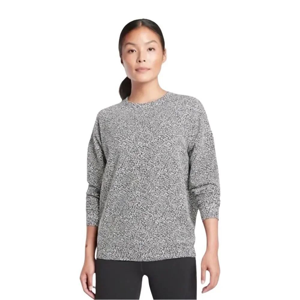 Athleta Studio To Street Printed Sweatshirt Micro Cheetah Size L